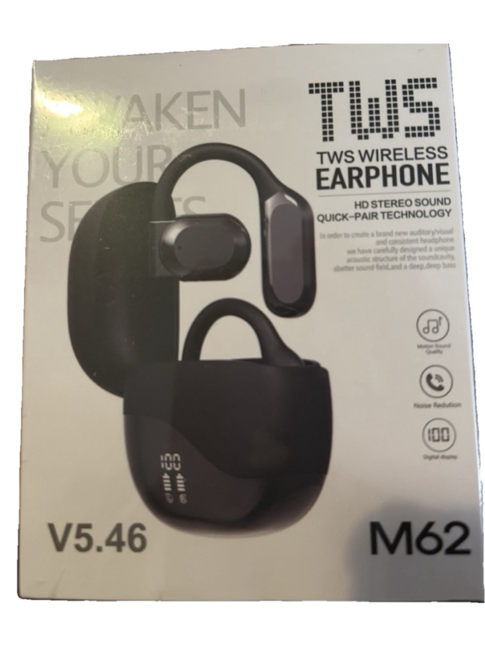 TWS Wireless Earphone M62 HD Stereo Sound Quick Pair Technology Noise Reduction
